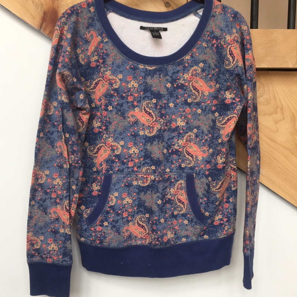 Lucky Brand pocket lightweight sweatshirt paisley